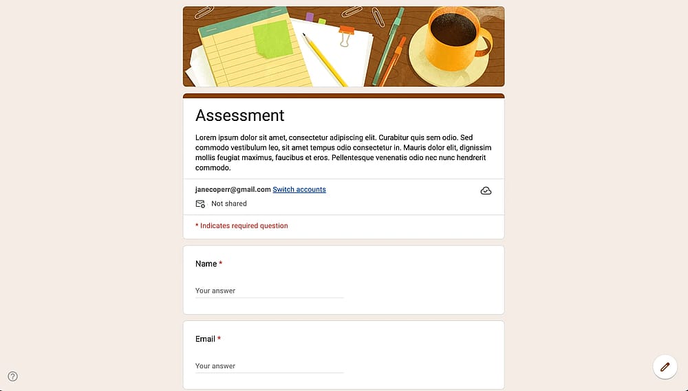 Bewertungsformular auf Google Forms