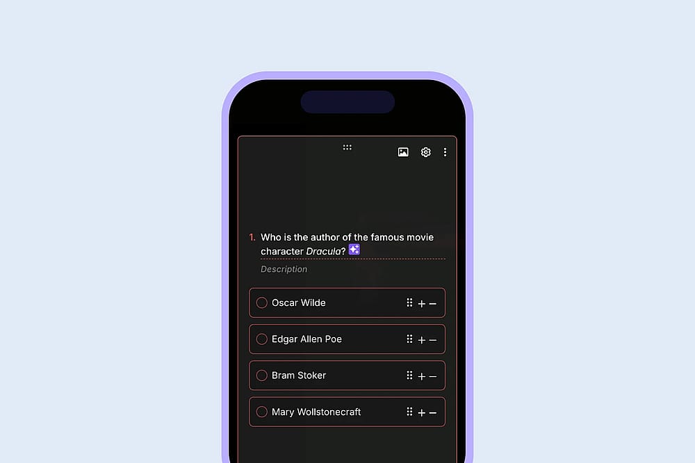Add questions to your quiz