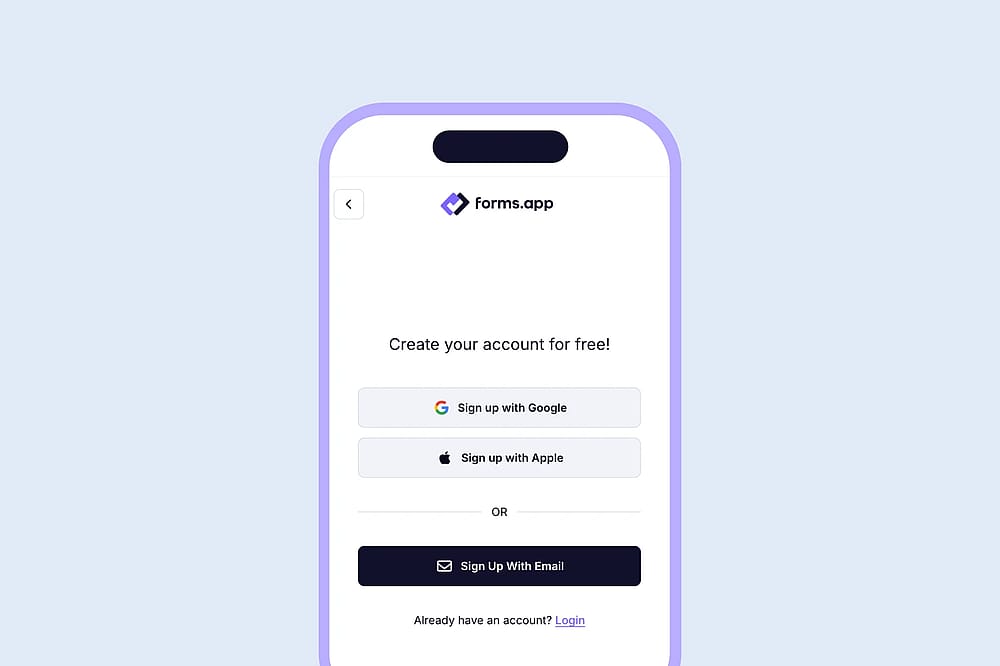 Register or login to your forms.app account