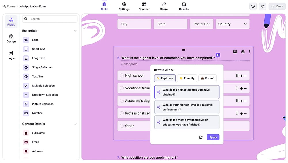 Use AI to rephrase questions