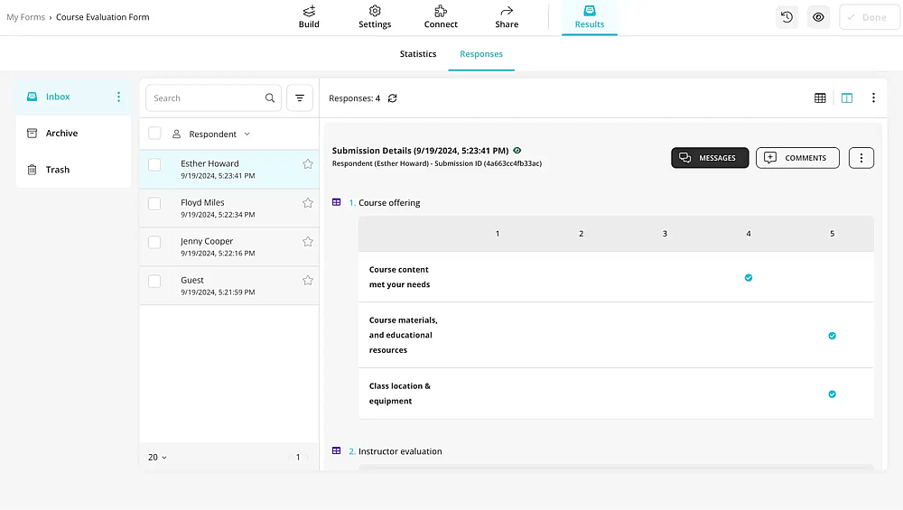 Überprüfen Sie die Ergebnisse auf forms.app