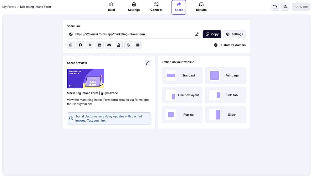 Go to the ‘Share’ tab to explore the sharing options