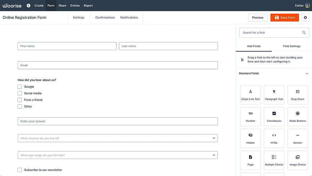 Homepage of Woorise
