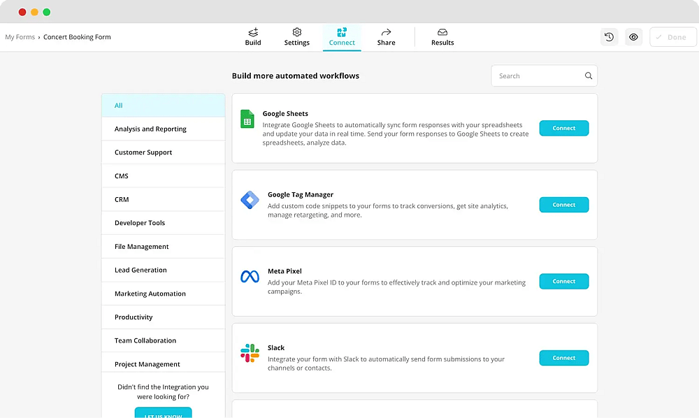 Check the integrations