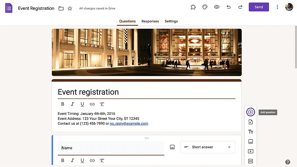 Add your questions to your form