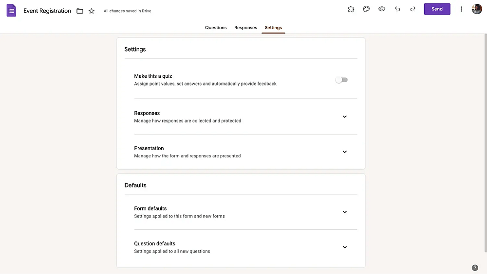 Customize the settings