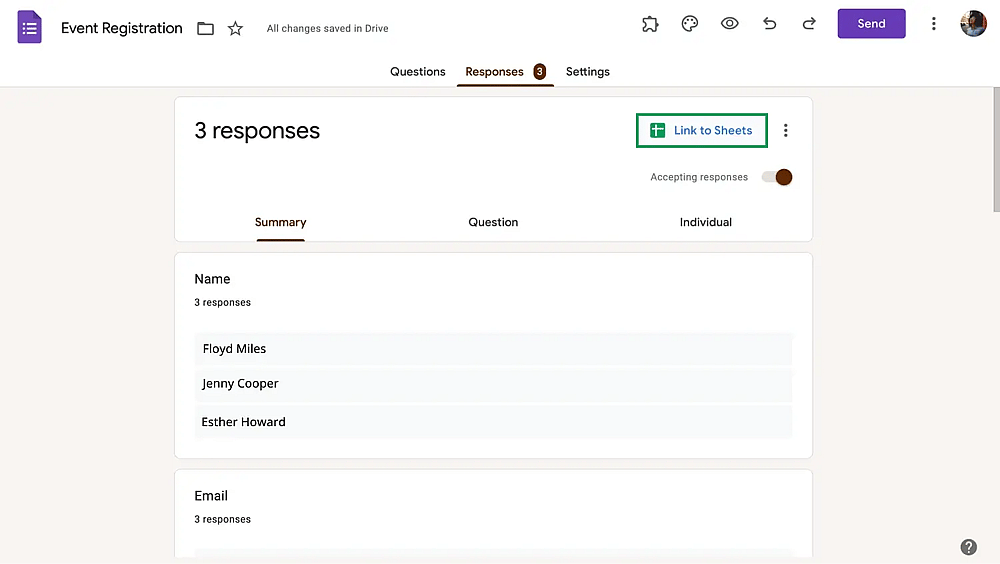 Connect your Google form to Google Sheets