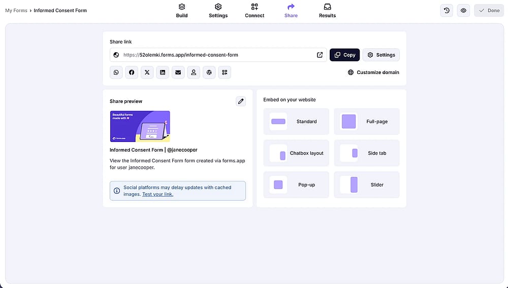 Share the form URL