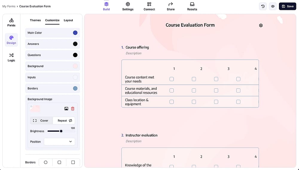 Personalizando o design do seu formulário