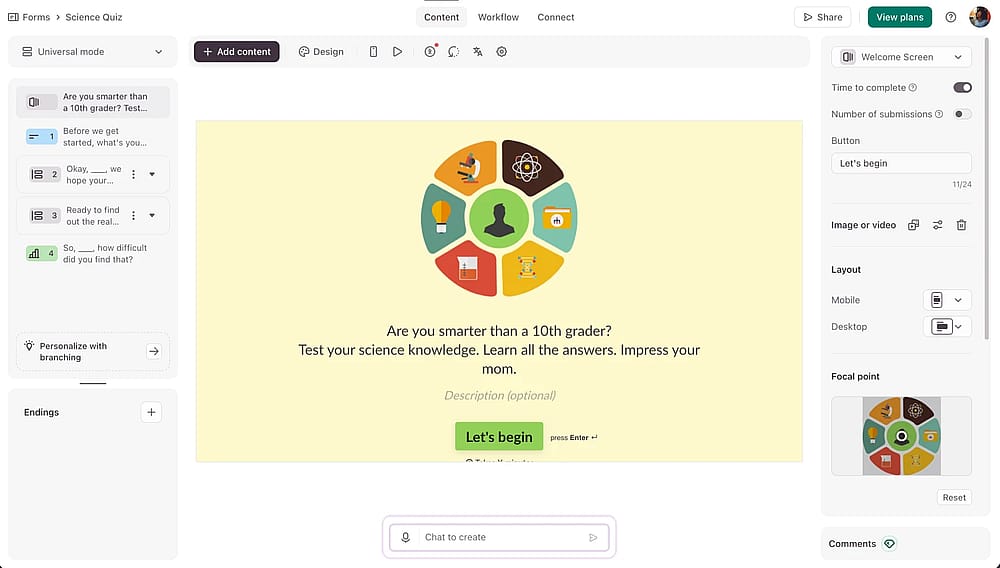 Once logged in, select a template or create a new form from scratch