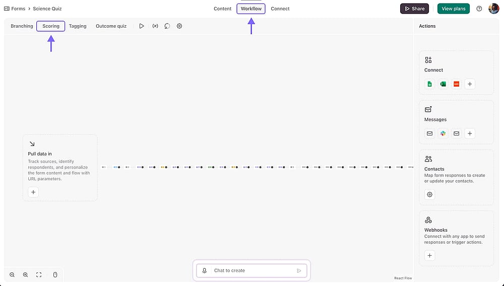 Access the ‘Scoring’ section from the ‘Workflow’ tab to set up the scores