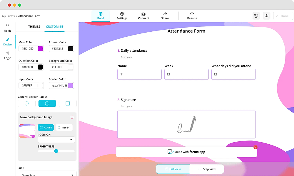 Customizing the design of your form