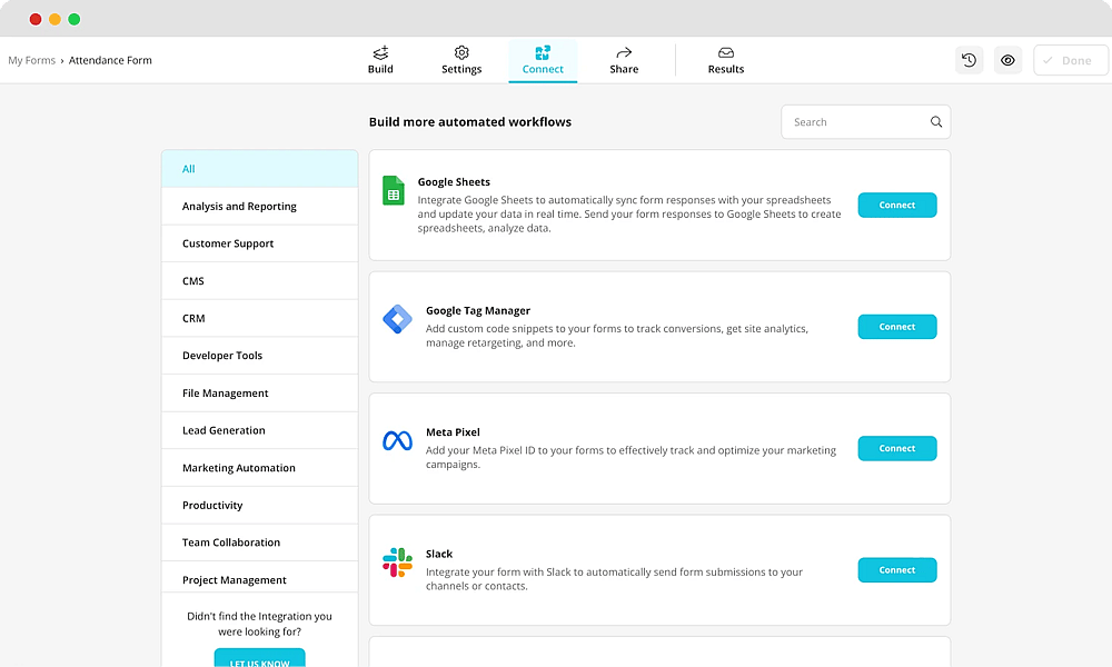 Check the integrations