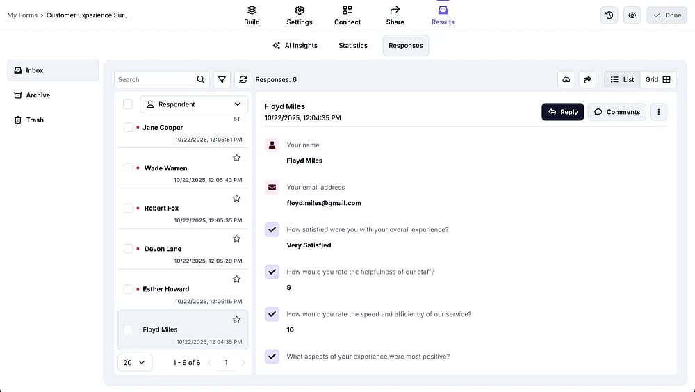 Analyze the survey results