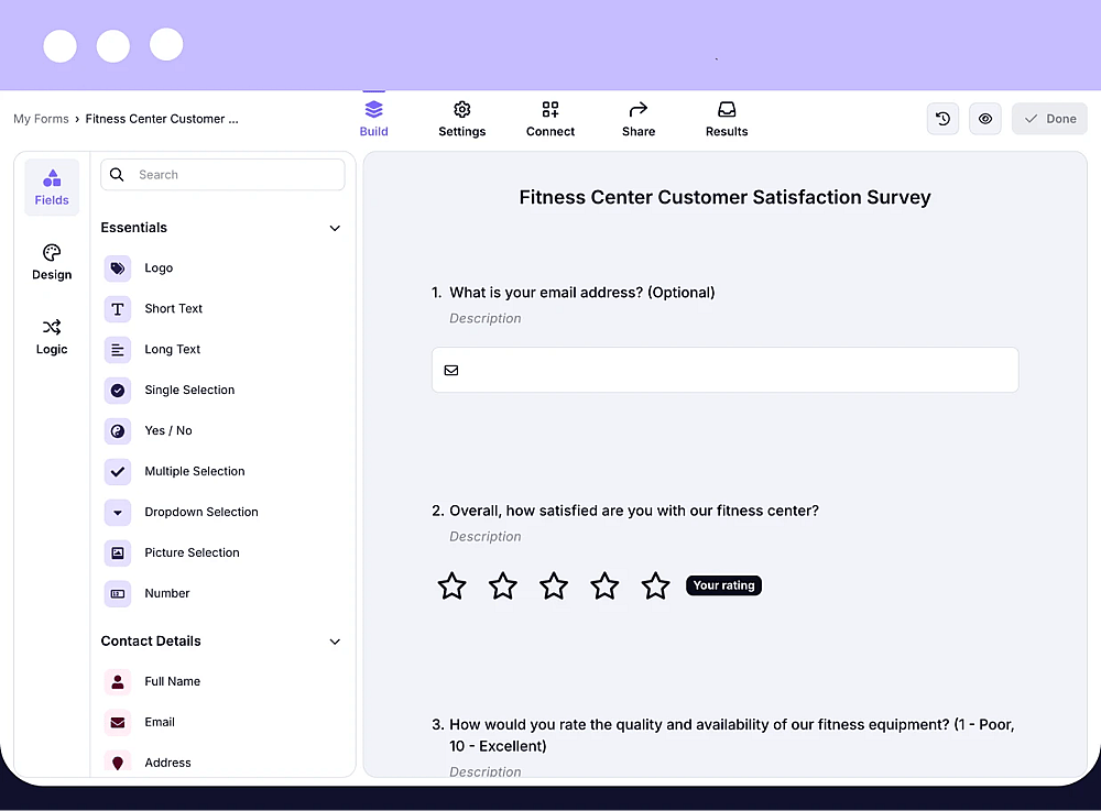 Add questions to your survey