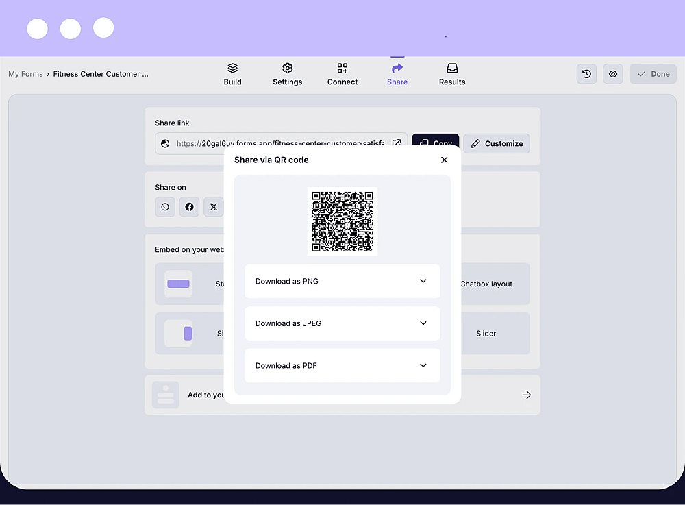 Generate a QR code for your survey