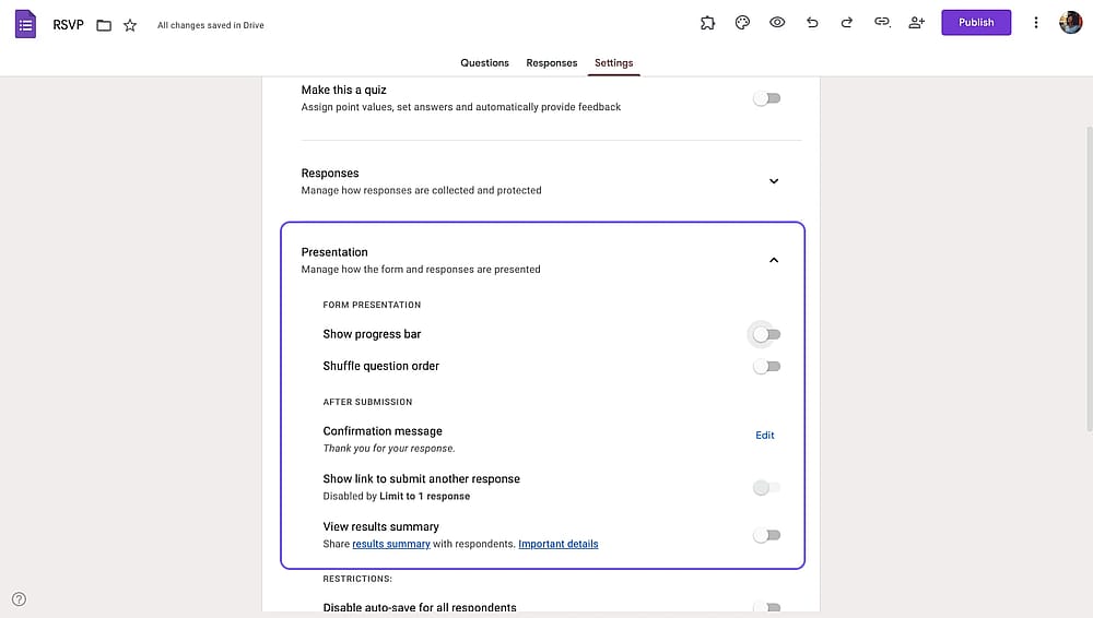 El botón Agregar sección en un Formulario de Google