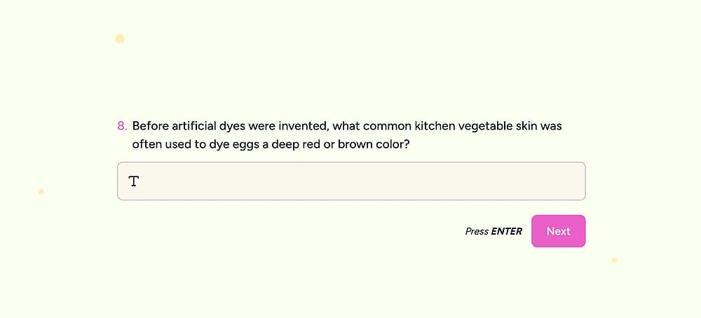 Uma pergunta de quiz de Páscoa