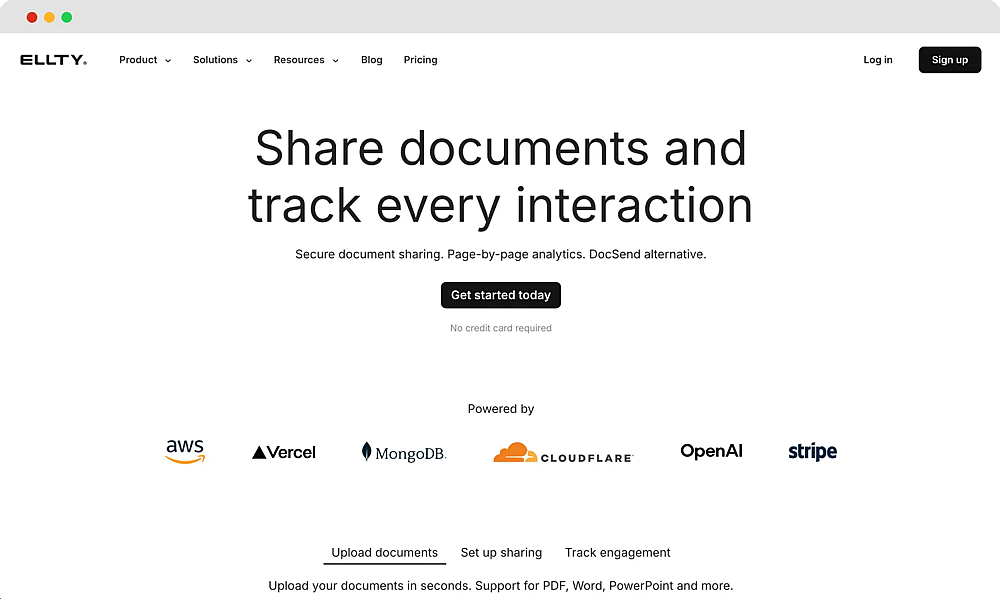 The homepage of Ellty