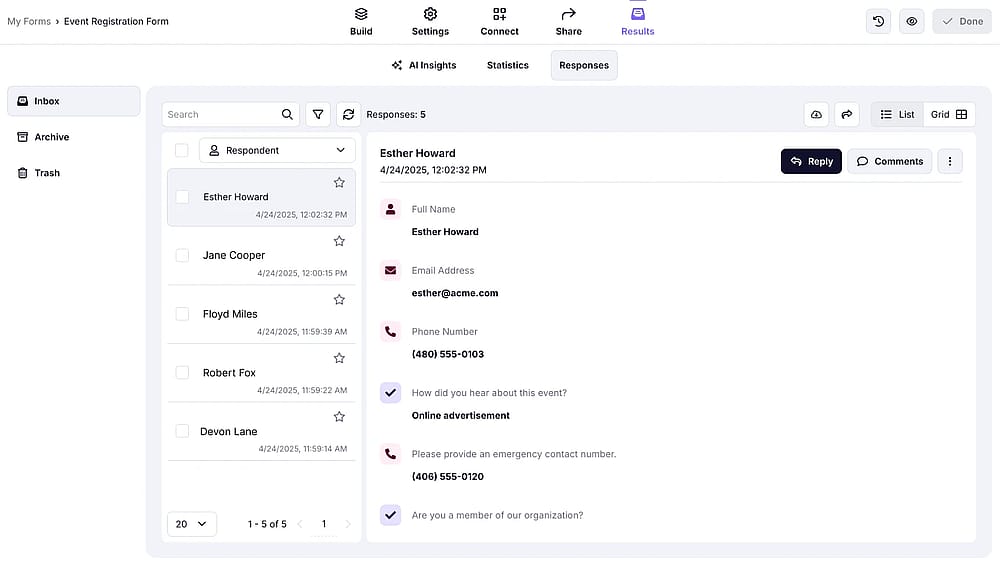 Analyze your form results