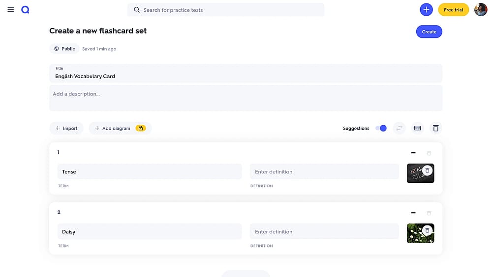 Workspace of Quizlet