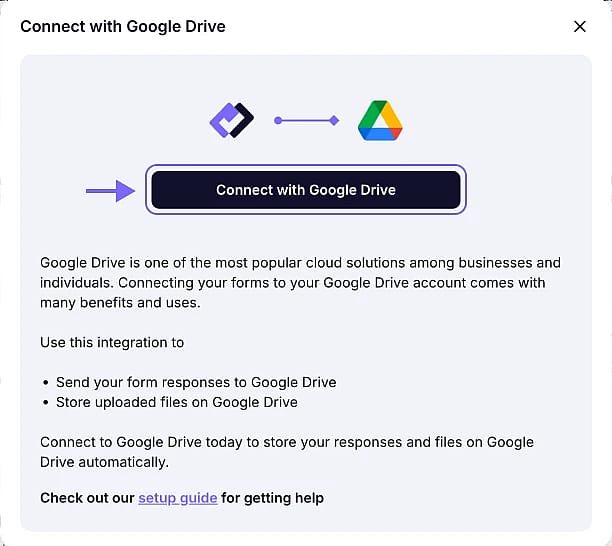 An image showing the pop-up appearing where you can start the connection by first logging in to your Google account