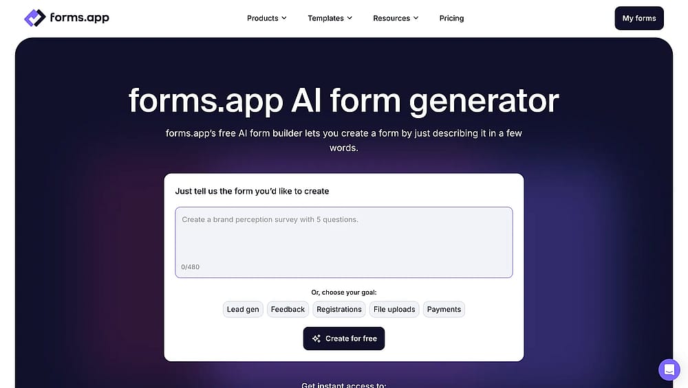 Use AI to create forms