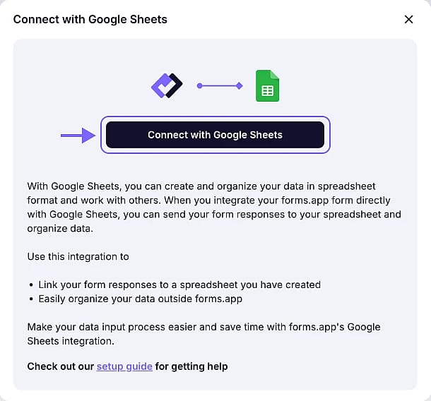 An image showing the pop-up appearing where you can start the connection by first logging in to your Google account