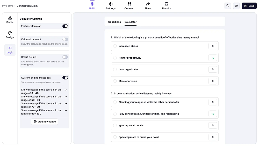 forms.app'in hesap makinesi özelliği