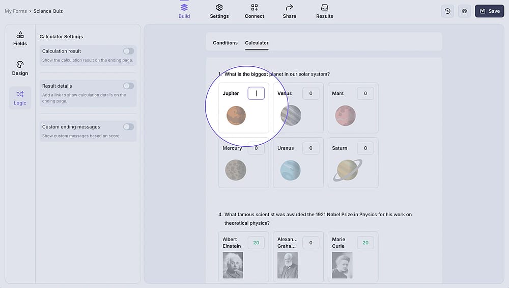 An image showing the area next to the option where you need to click to start adding scores