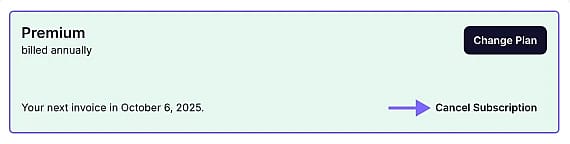 An image highlighting the “Cancel Subscription” button