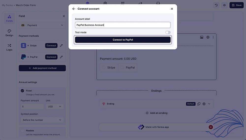 An image showing how to add a PayPal account for payments