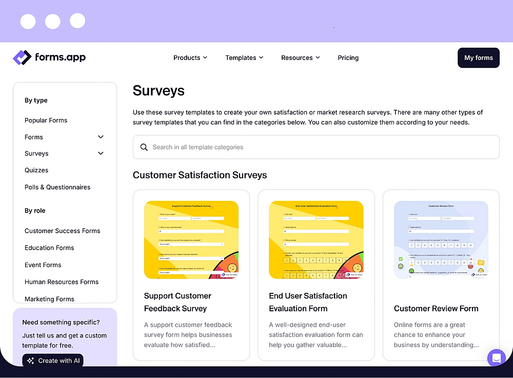 Use ready templates for your survey