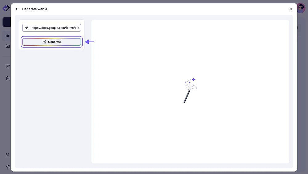 Pasting a Google Form URL to import input on forms.app