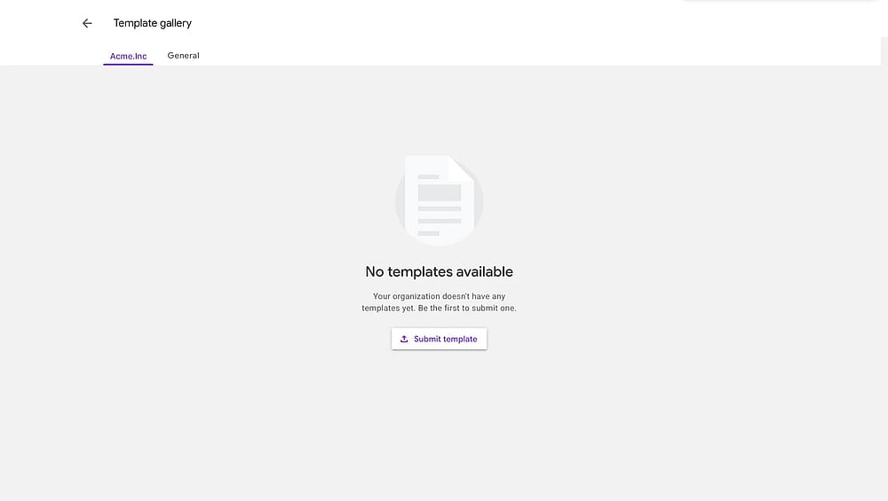 Opening the Templates gallery on Google Forms
