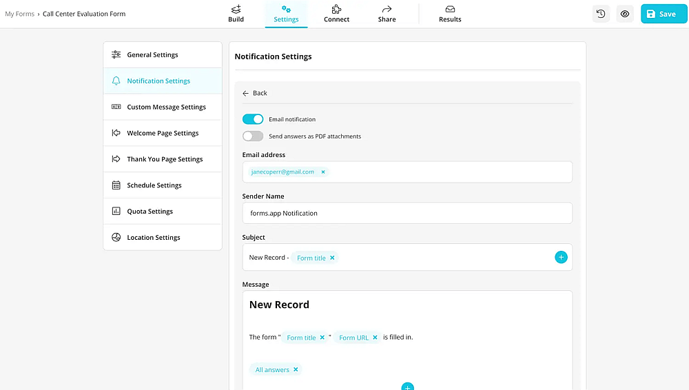 Enable email notifications