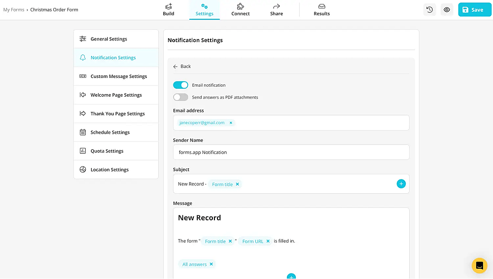 Customize the notification settings