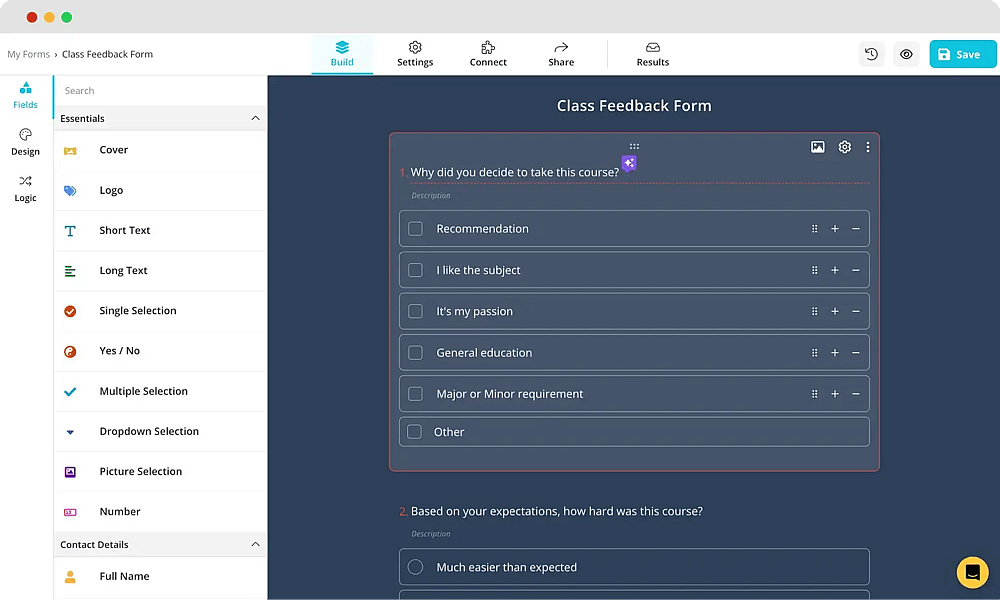 Add your class feedback questions