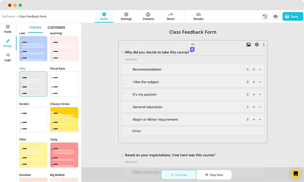 Change the design of your feedback form