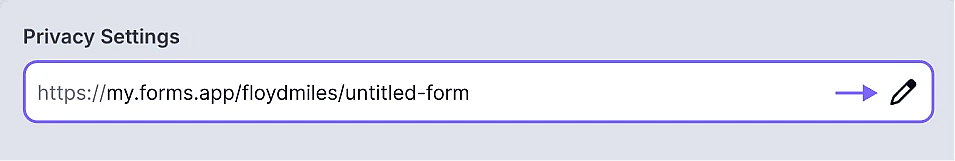 An image showing the part of the URL that can be edited once you click the Pencil icon