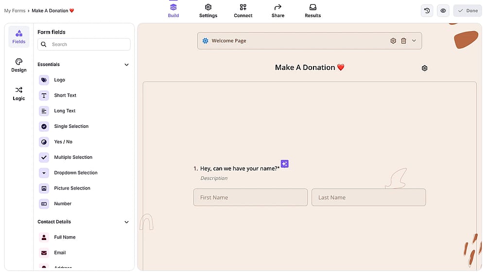 forms.app'in sürükle ve bırak form düzenleyicisi