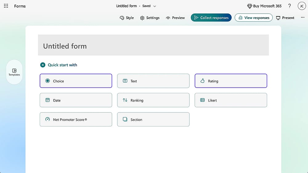 Choose the question type