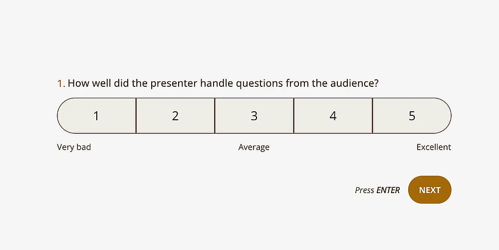 An example rating question for presentation feedback form