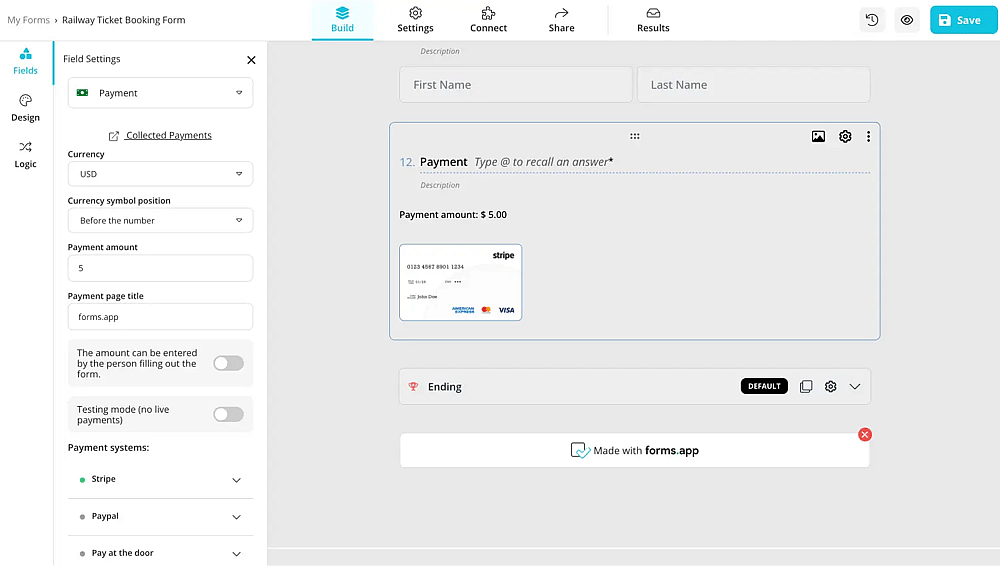 Add the payment field