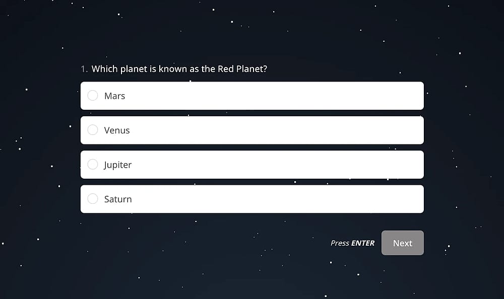 A quiz question about space