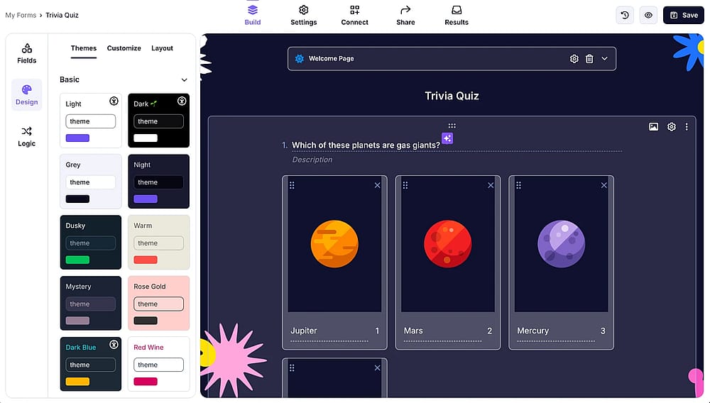 Change the design of your trivia