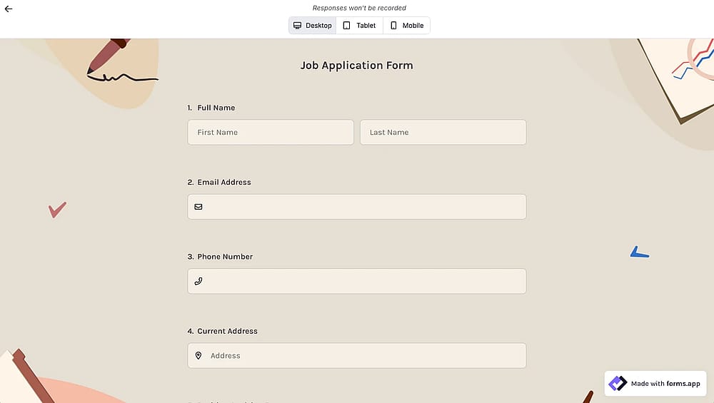 Test your application form