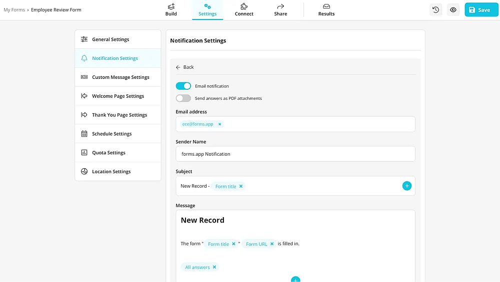 Customize the notification settings