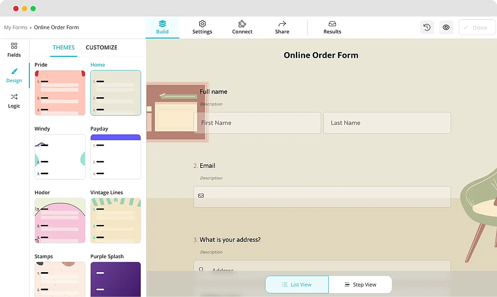 Change the design of your form