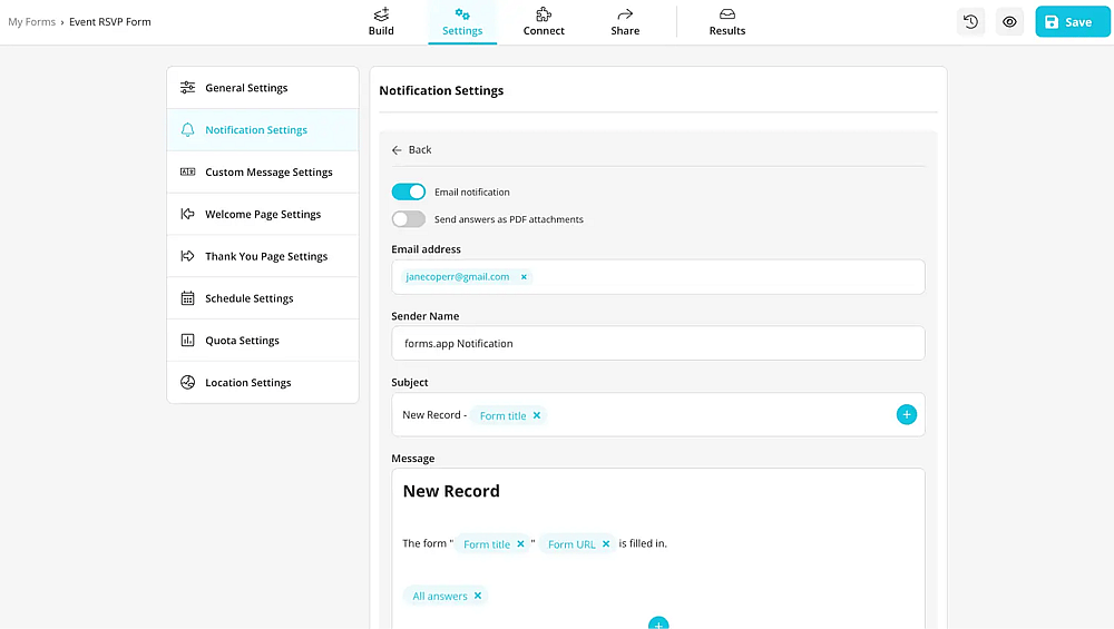 Customize the notification settings
